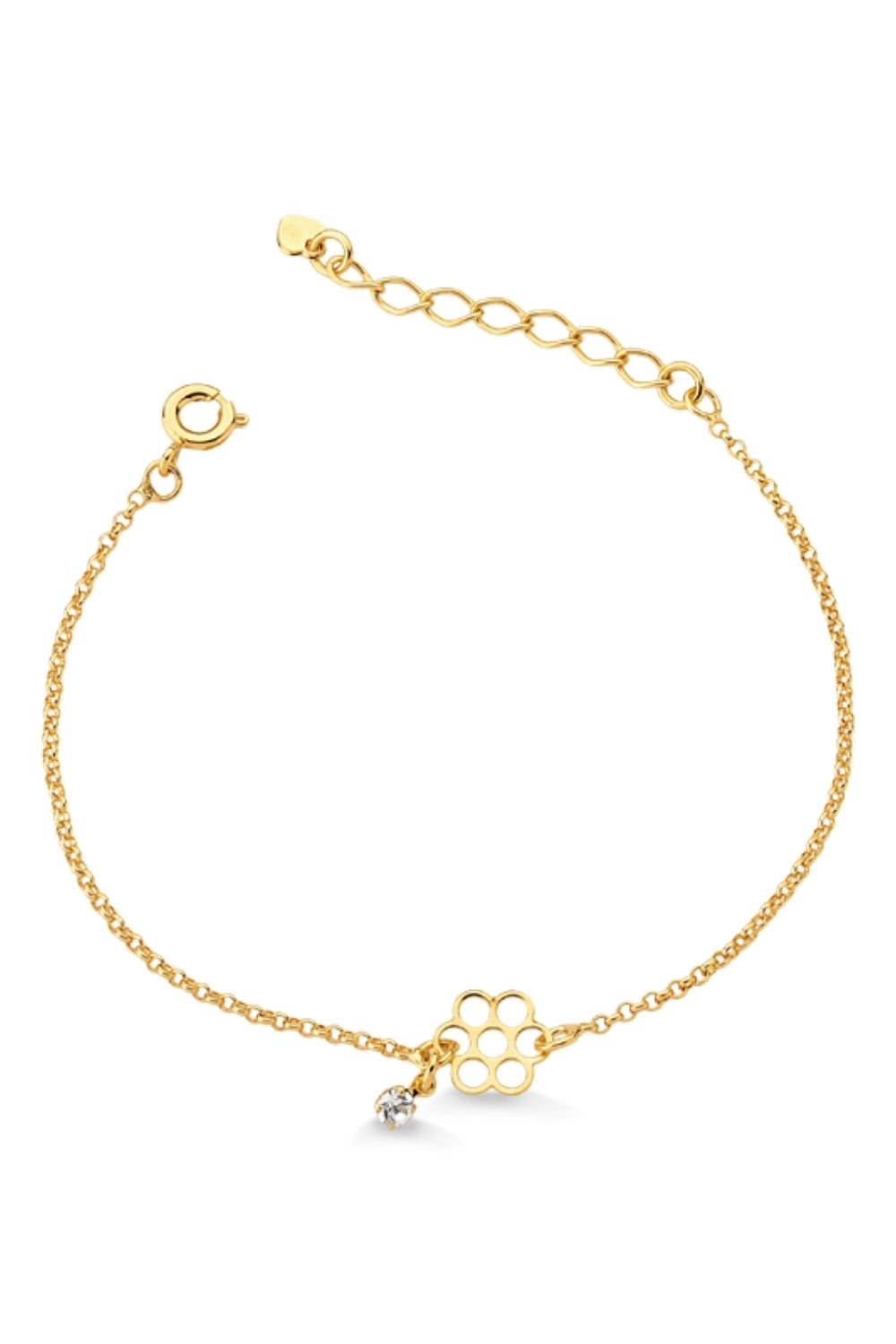 PULSEIRA FLOR VAZADA E ZIRCÔNIA FOLHEADA A OURO 18K