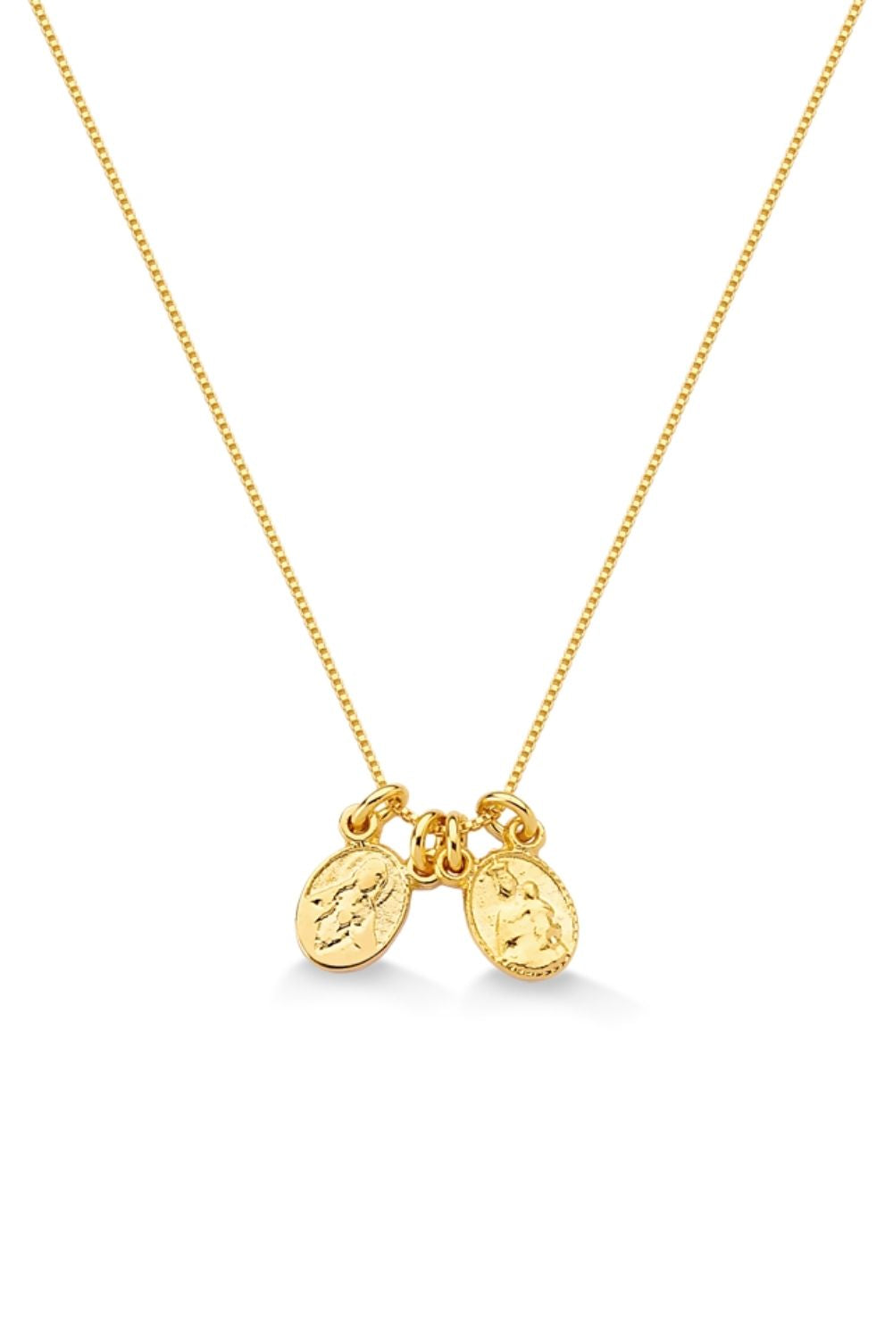 COLAR COM PINGENTE N. SRA. CARMO E S.C. JESUS FOLHEADA A OURO 18K