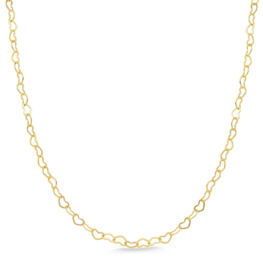 CORRENTE ELOS DE CORAÇÕES 45 CM FOLHEADA A OURO 18K