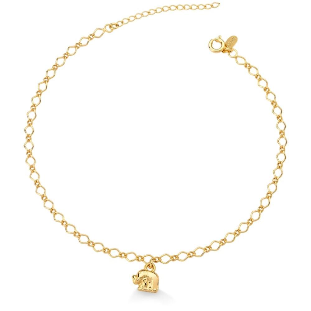 TORNOZELEIRA COM PINGENTE DE ELEFANTE FOLHEADA A OURO 18K