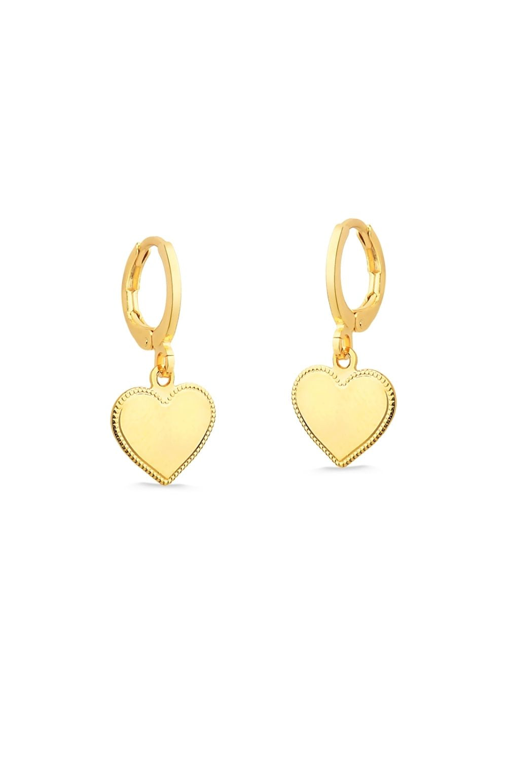 BRINCO DE ARGOLA COM CORAÇÃO FOLHEADO A OURO 18K
