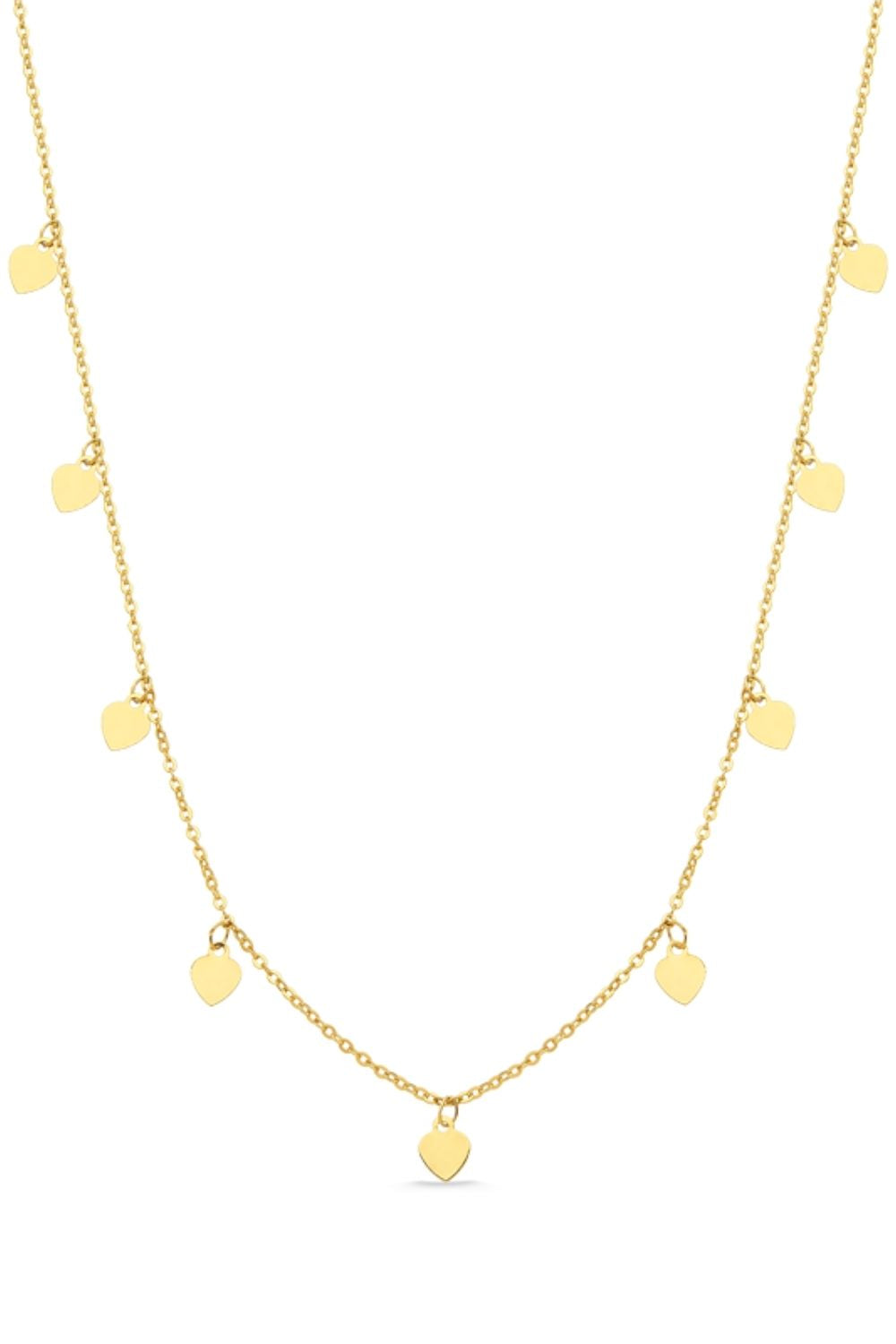 COLAR CHOKER COM CORAÇÕES FOLHEADO A OURO 18K