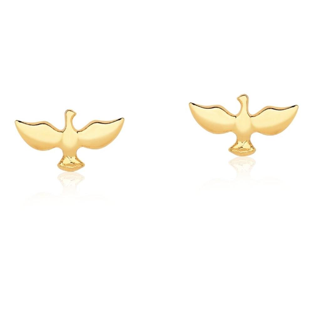 BRINCO MINI PÁSSARO FOLHEADO A OURO 18K
