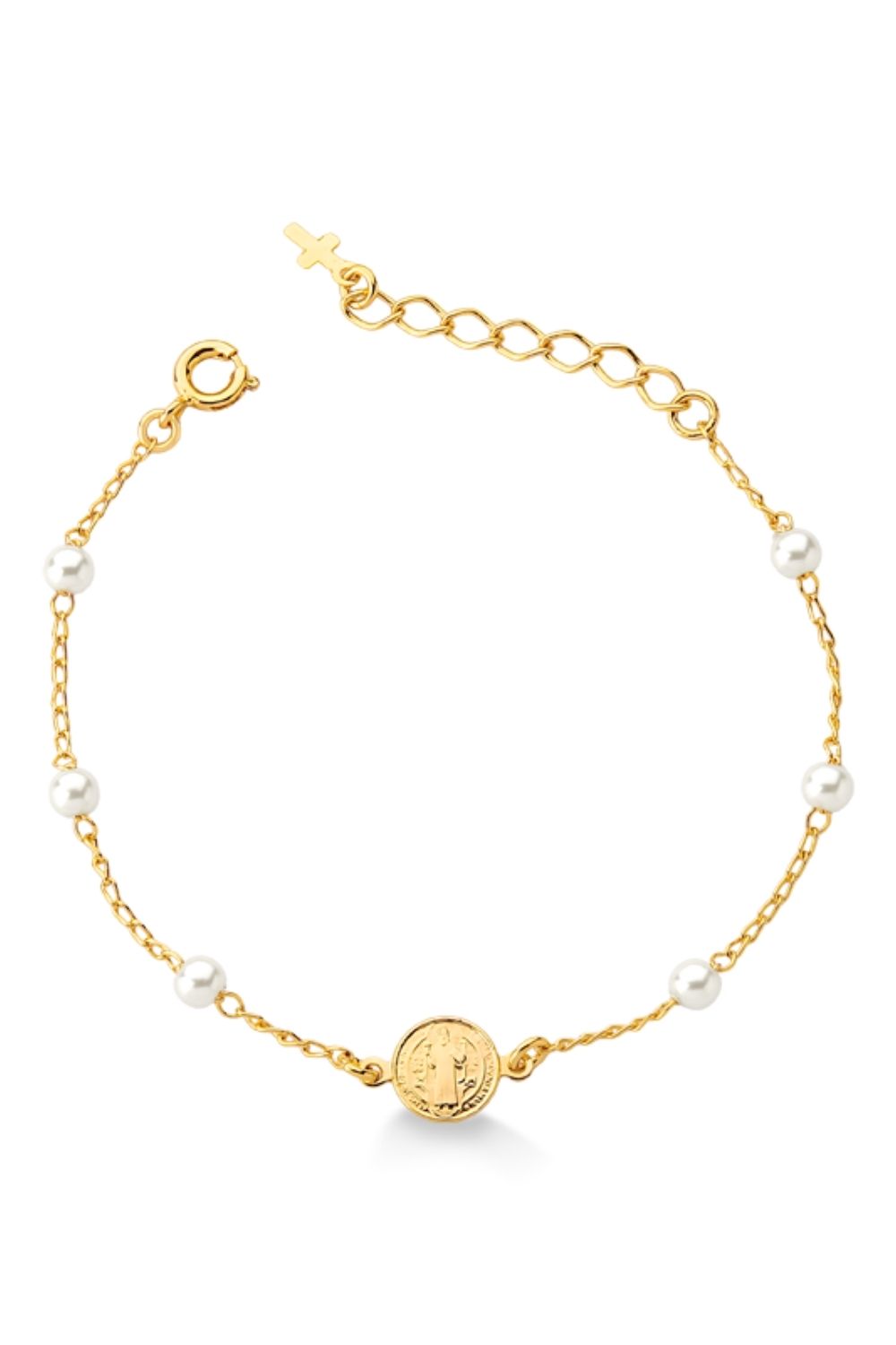 PULSEIRA SÃO BENTO COM PÉROLAS FOLHEADA A OURO 18K