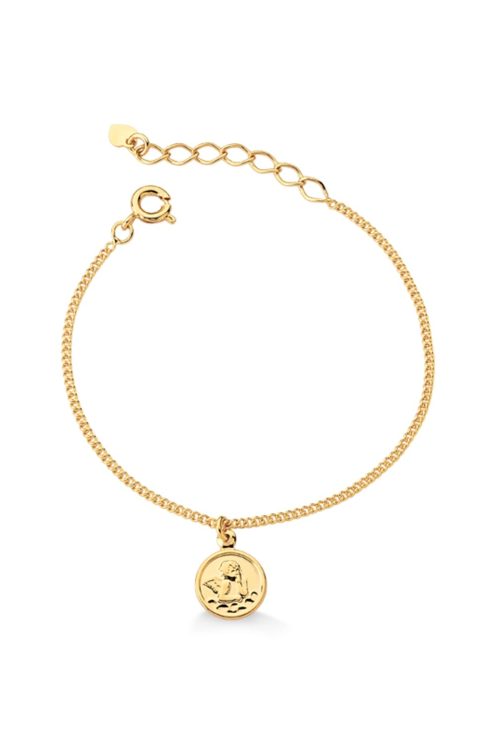 PULSEIRA COM MEDALHA DE ANJO FOLHEADA A OURO 18K