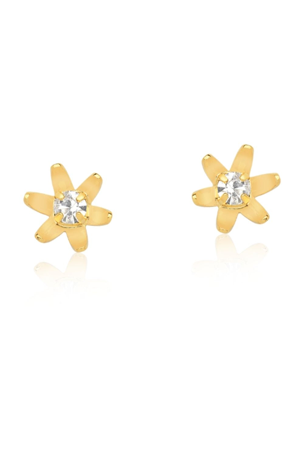 BRINCO MINI FLOR COM ZIRCÔNIA FOLHEADO A OURO 18K