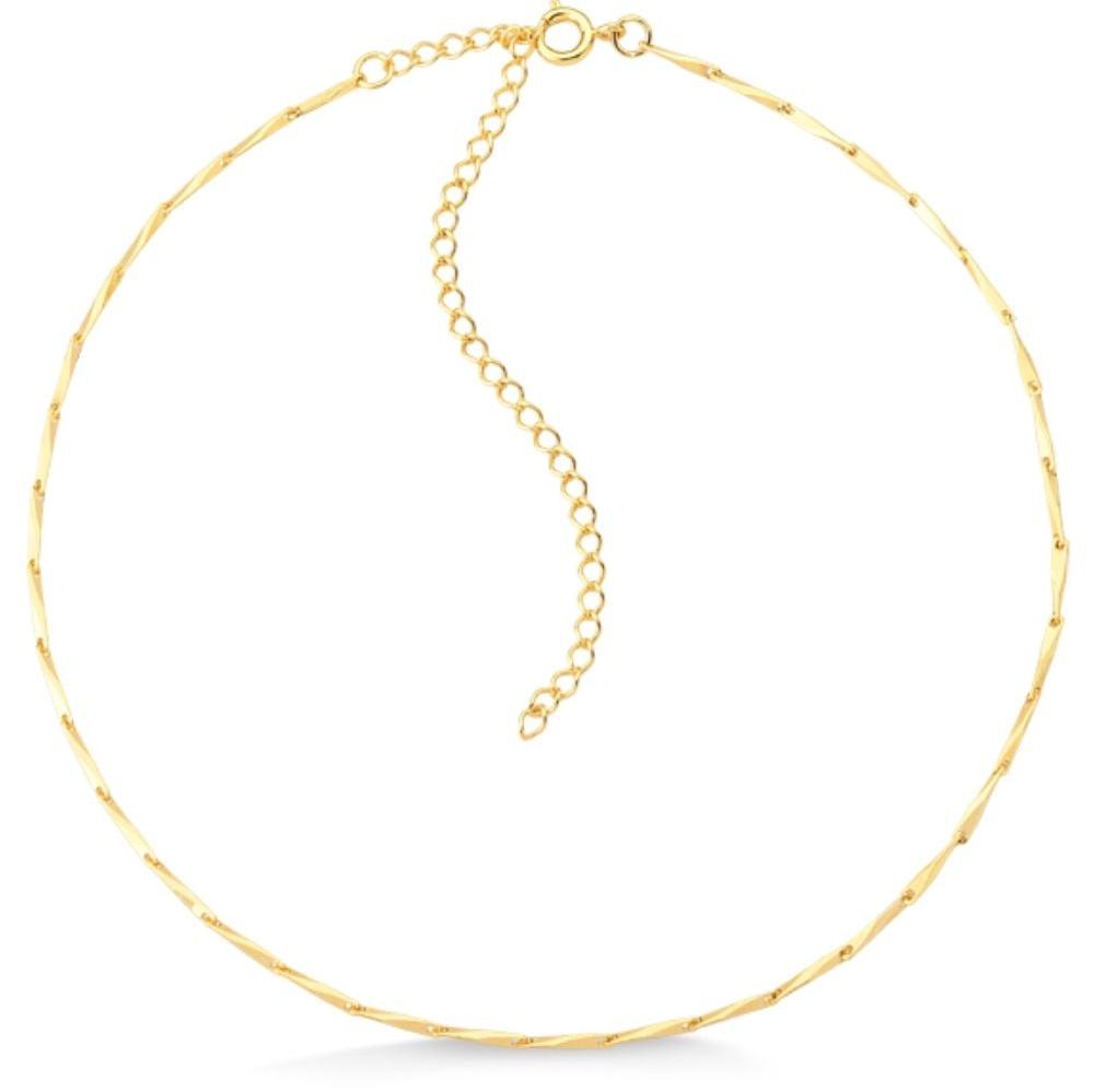 COLAR CHOKER ELO BASTÃO FOLHEADO A OURO 18K