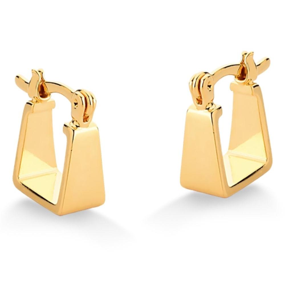 BRINCO DE ARGOLA FECHADA QUADRADA FOLHEADO A OURO 18K