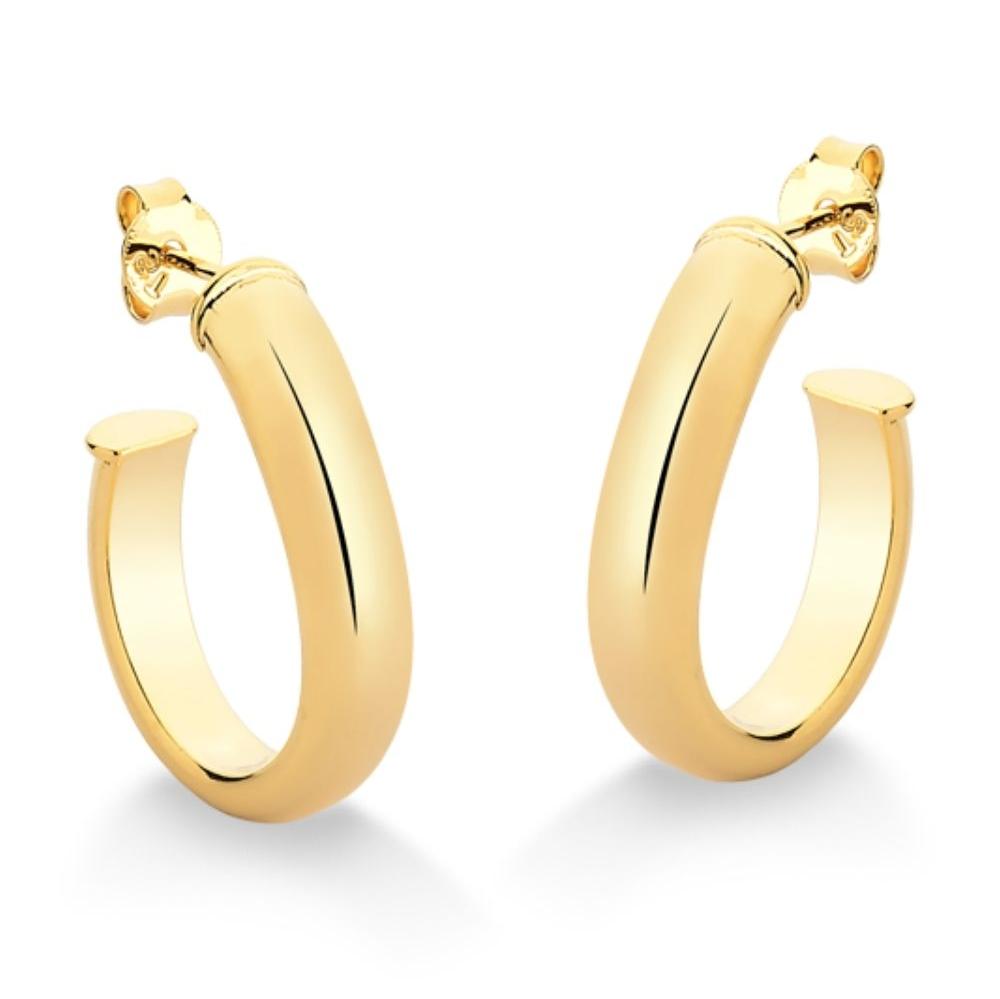 BRINCO DE ARGOLA OVAL MEIO TUBO FOLHEADO A OURO 18K