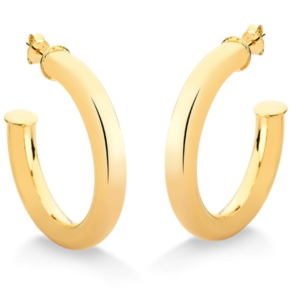 BRINCO DE ARGOLA GRANDE EM TUBO FOLHEADO A OURO 18K