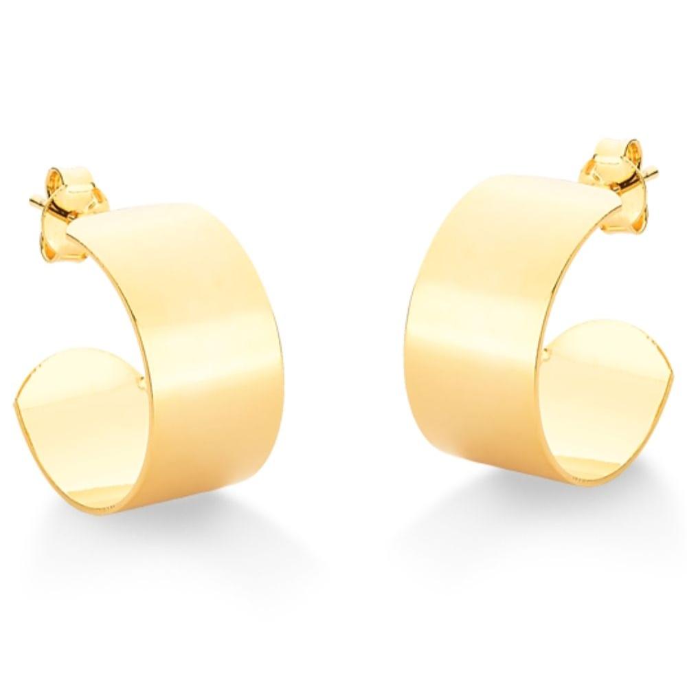 BRINCO DE ARGOLA LARGA LISA FOLHEADO A OURO 18K