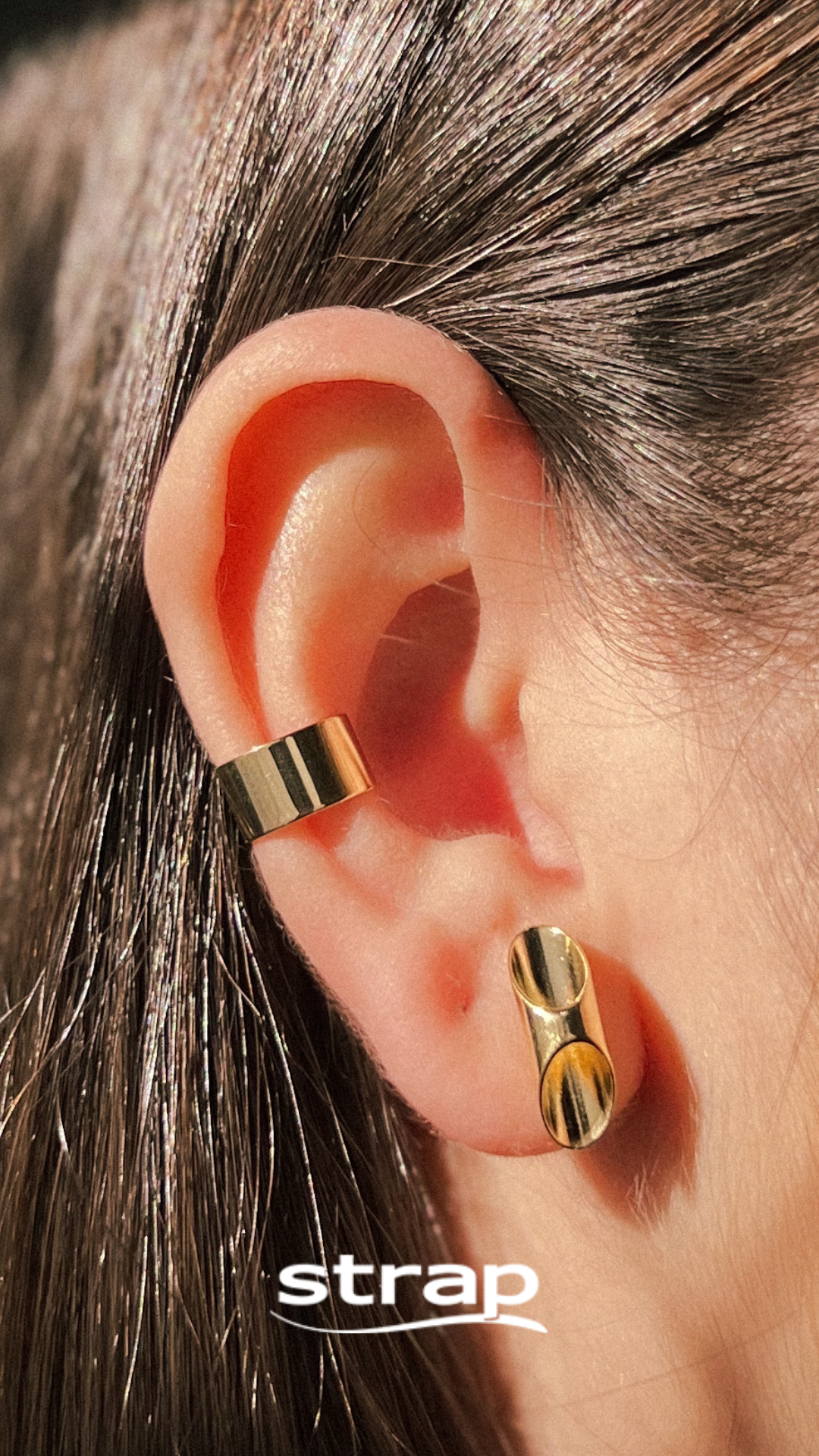 PIERCING DE ORELHA LISO LARGO FOLHEADO A OURO 18K