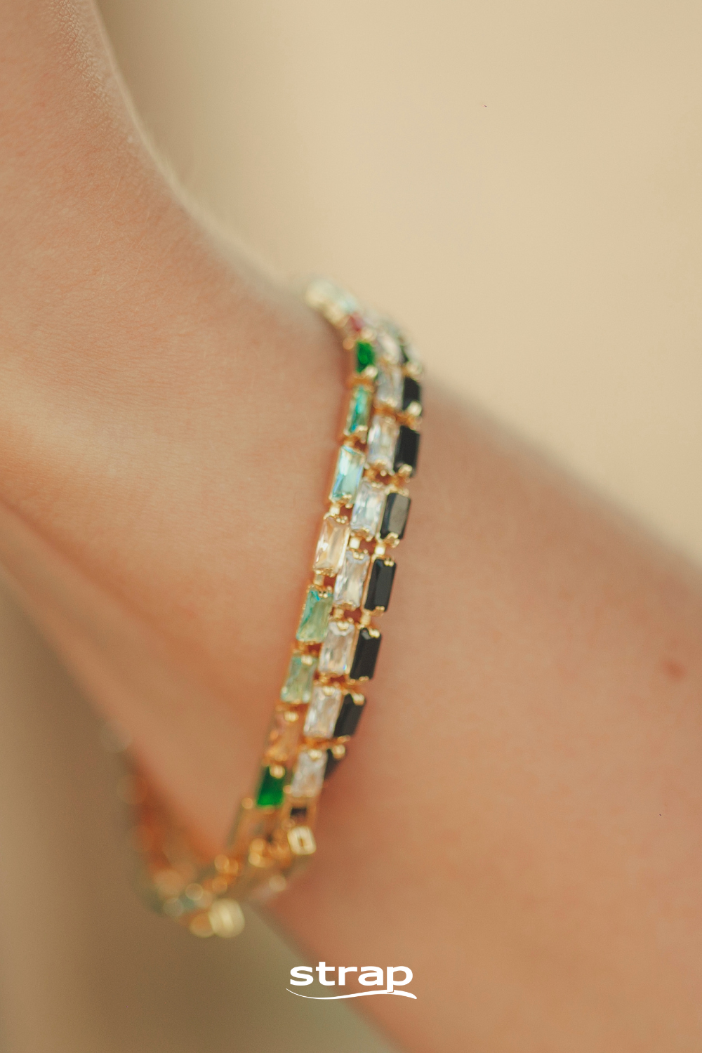 PULSEIRA RIVIERA COLORIDA FOLHEADA A OURO 18K
