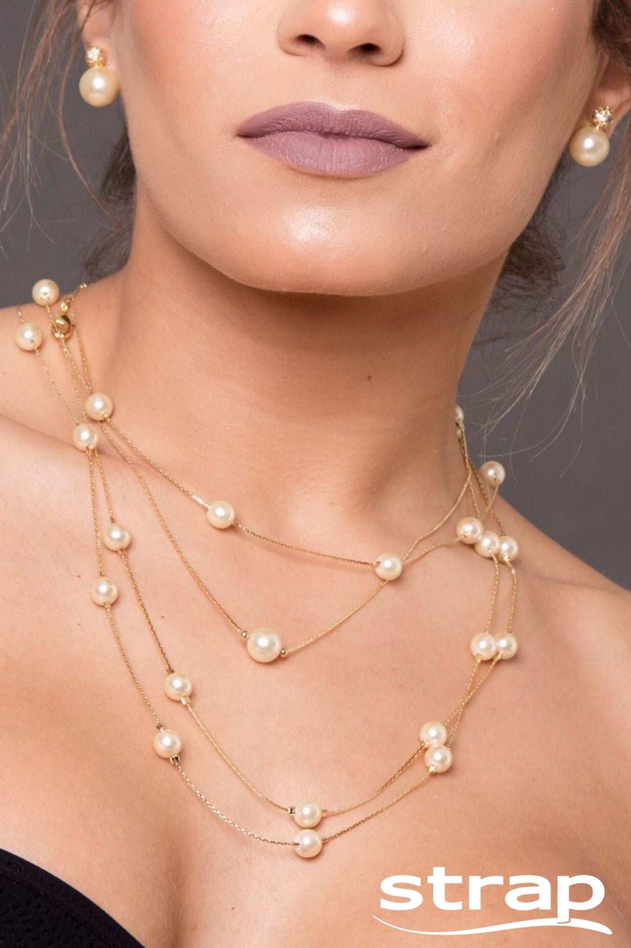 COLAR DE PÉROLA GRANDE MINIMALISTA FOLHEADO A OURO 18K
