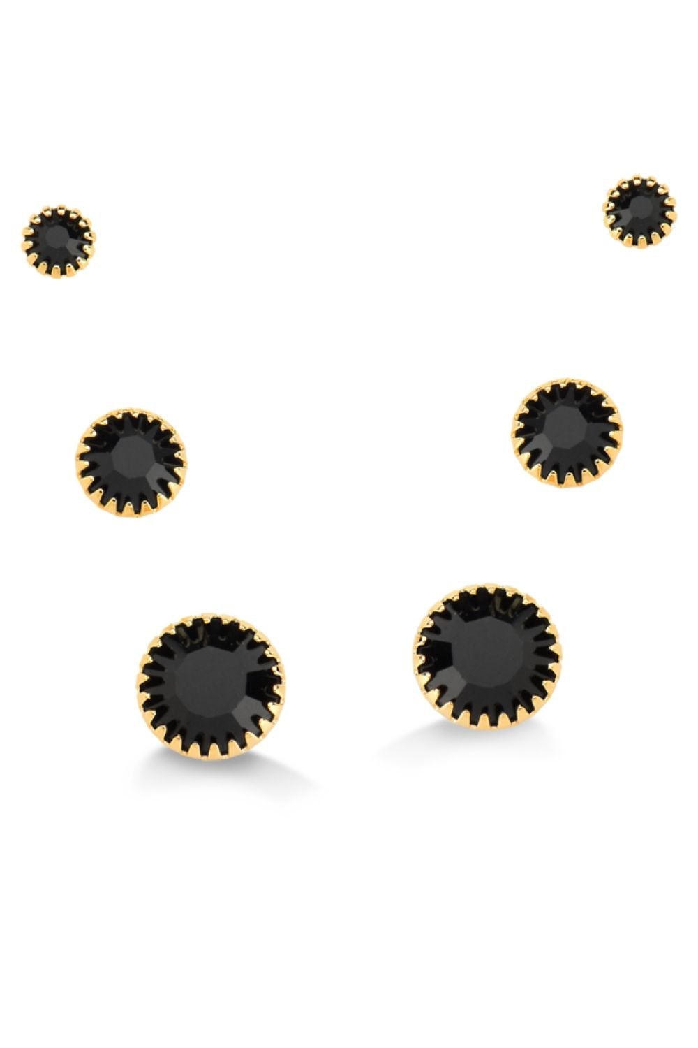 BRINCO MINI TRIO DE ZIRCÔNIAS PRETAS FOLHEADO A OURO 18K
