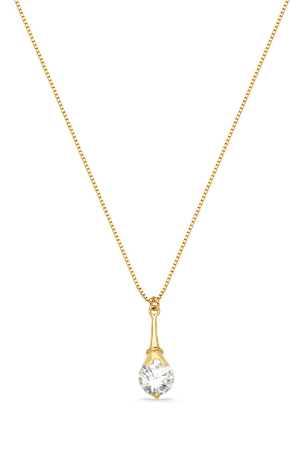 COLAR COM PINGENTE DE ZIRCÔNIA FOLHEADO A OURO 18K