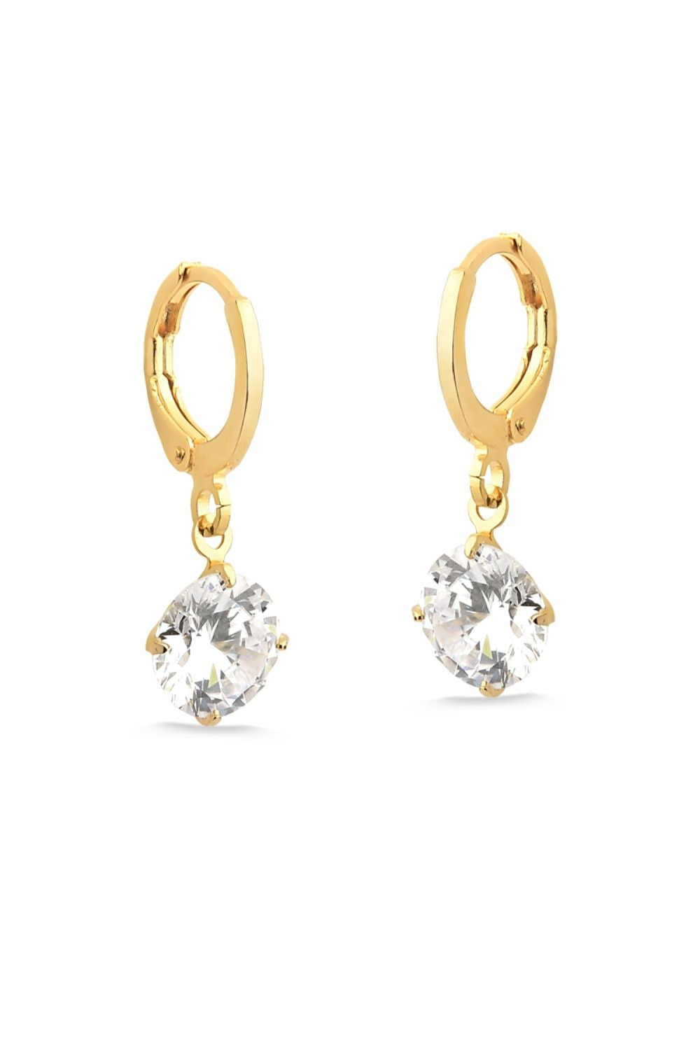 BRINCO DE ARGOLA COM ZIRCÔNIA MÉDIA FOLHEADA A OURO 18K