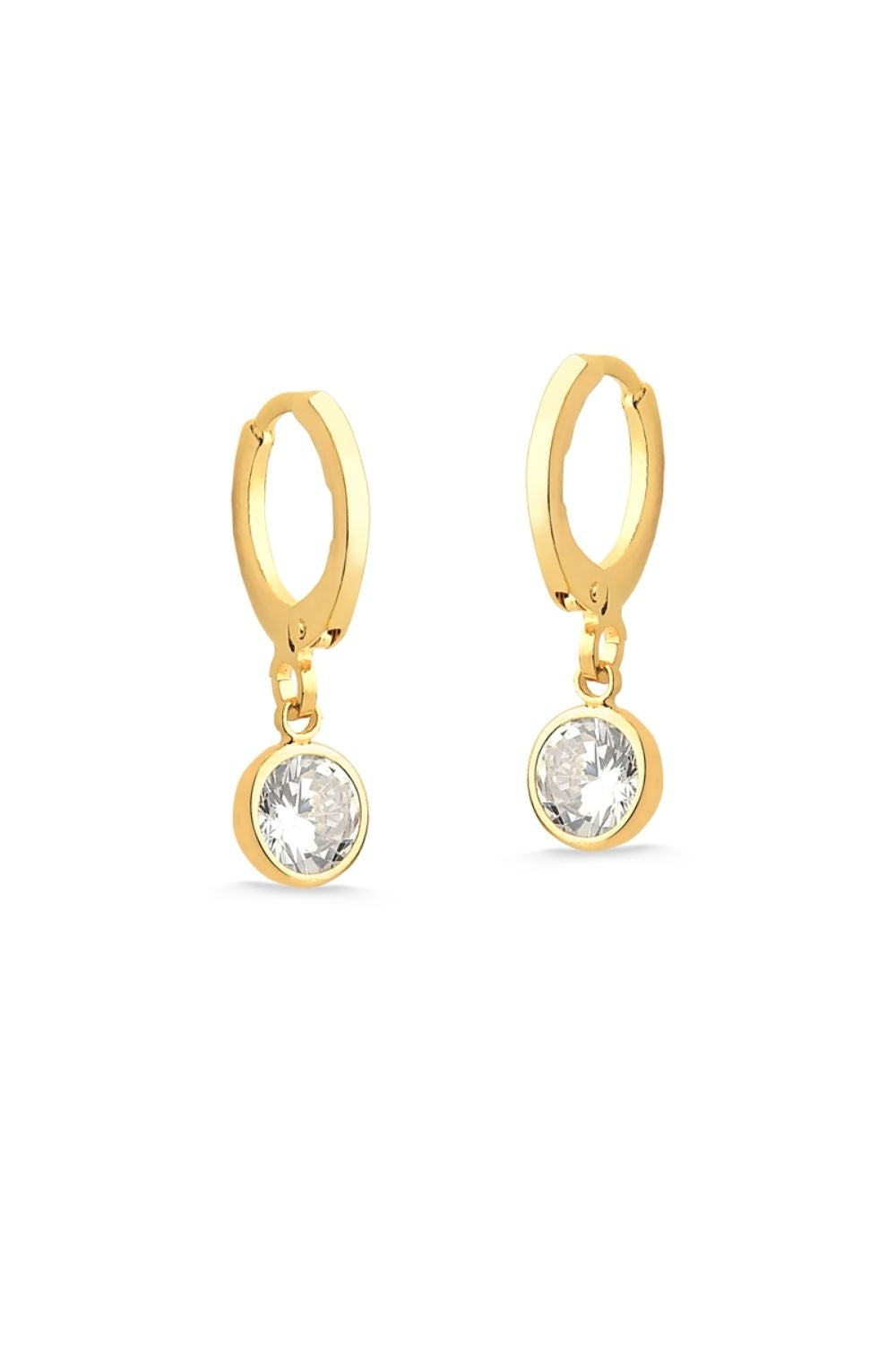BRINCO DE ARGOLA COM PINGENTE DE ZIRCÔNIA GRANDE FOLHEADO A OURO 18K