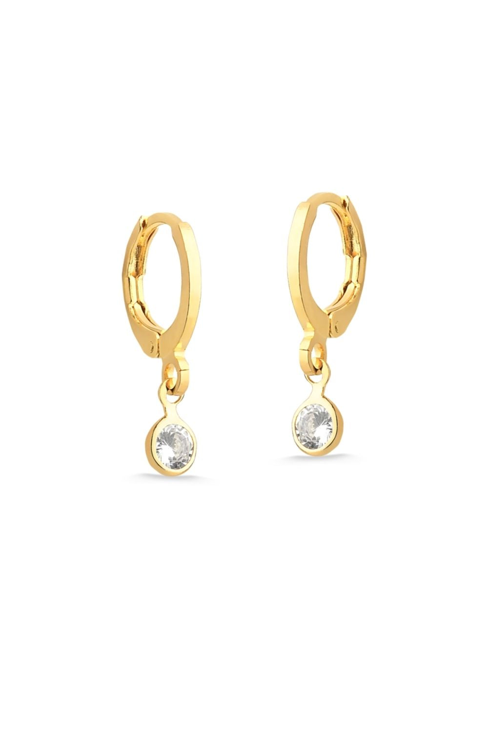 BRINCO DE ARGOLA COM PINGENTE DE ZIRCÔNIA PEQUENA FOLHEADO A OURO 18K