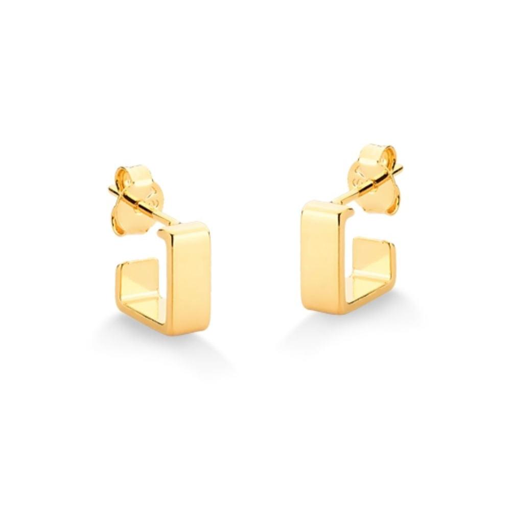 BRINCO DE ARGOLA QUADRADA PEQUENA FOLHEADO A OURO 18K