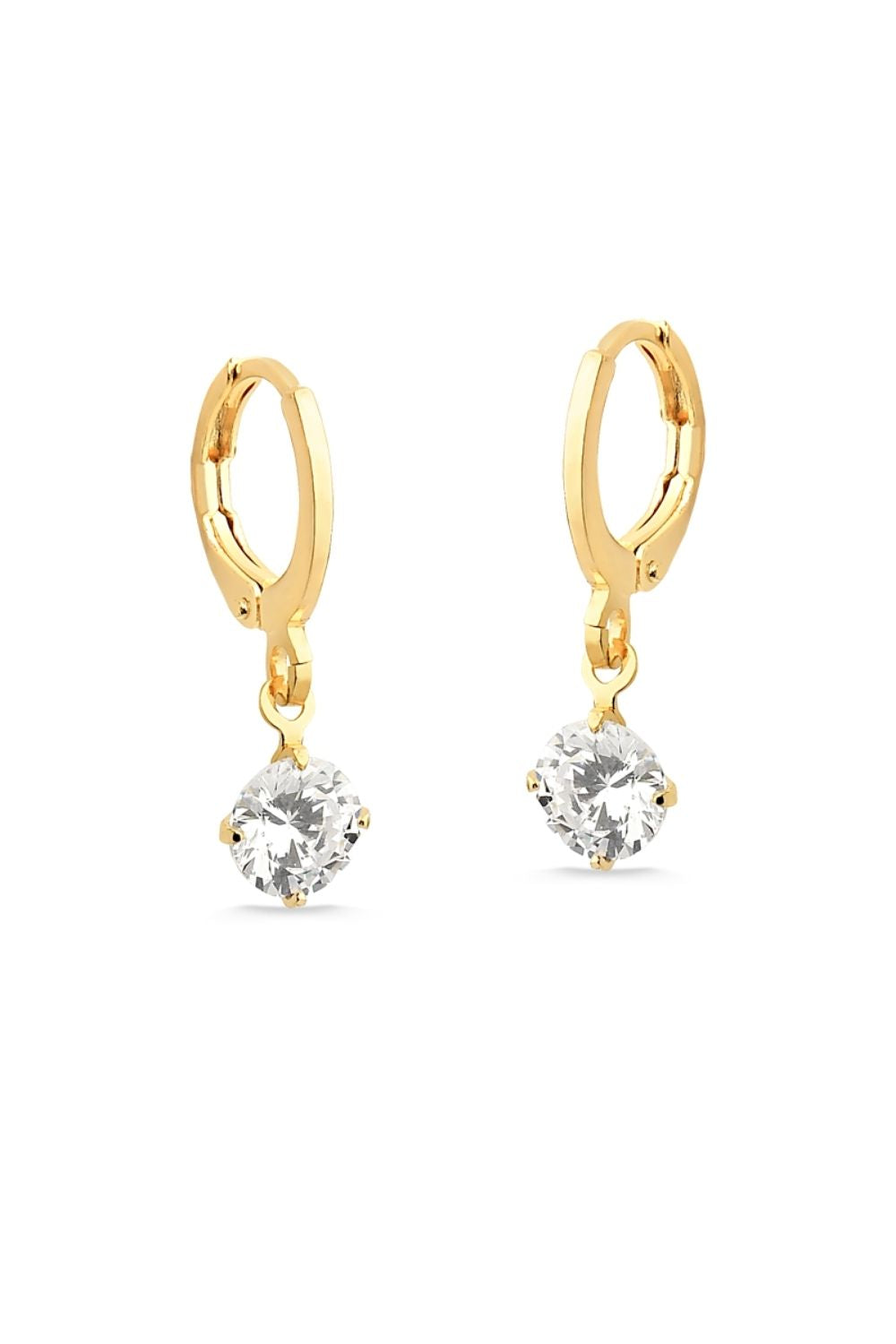 BRINCO DE ARGOLA COM ZIRCÔNIA PEQUENA FOLHEADO A OURO 18K