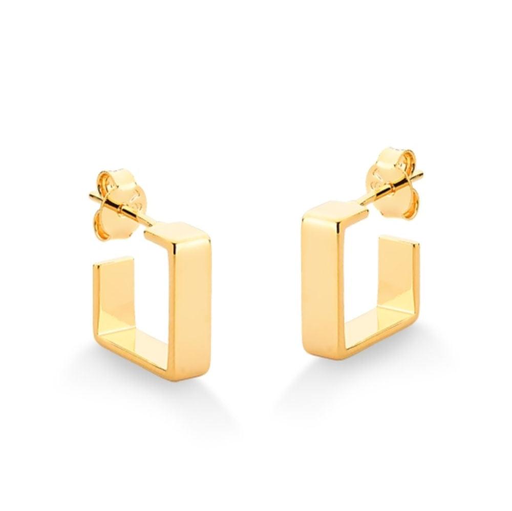 BRINCO DE ARGOLA QUADRADA MÉDIA FOLHEADO A OURO 18K