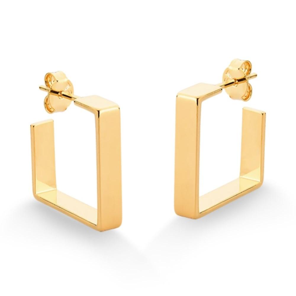 BRINCO DE ARGOLA QUADRADA GRANDE FOLHEADO A OURO 18K