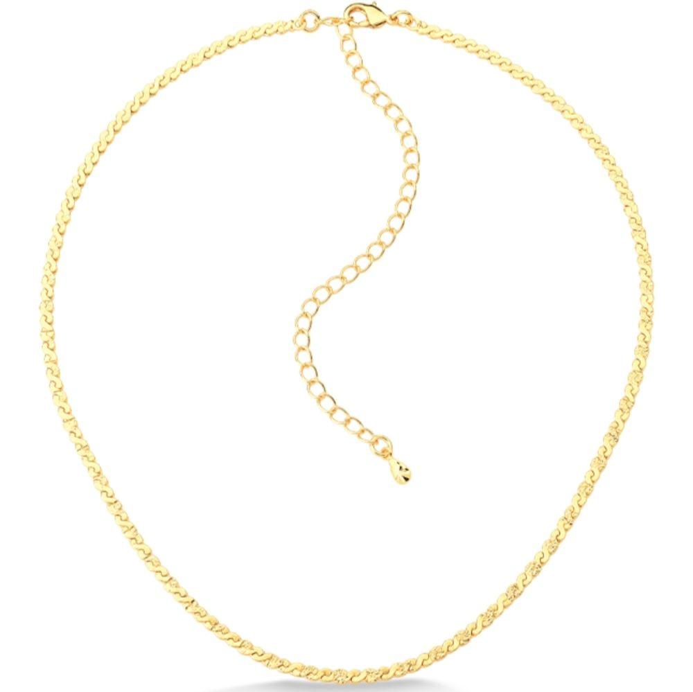 COLAR CHOKER ELO TRANÇADO FOLHEADO A OURO 18K