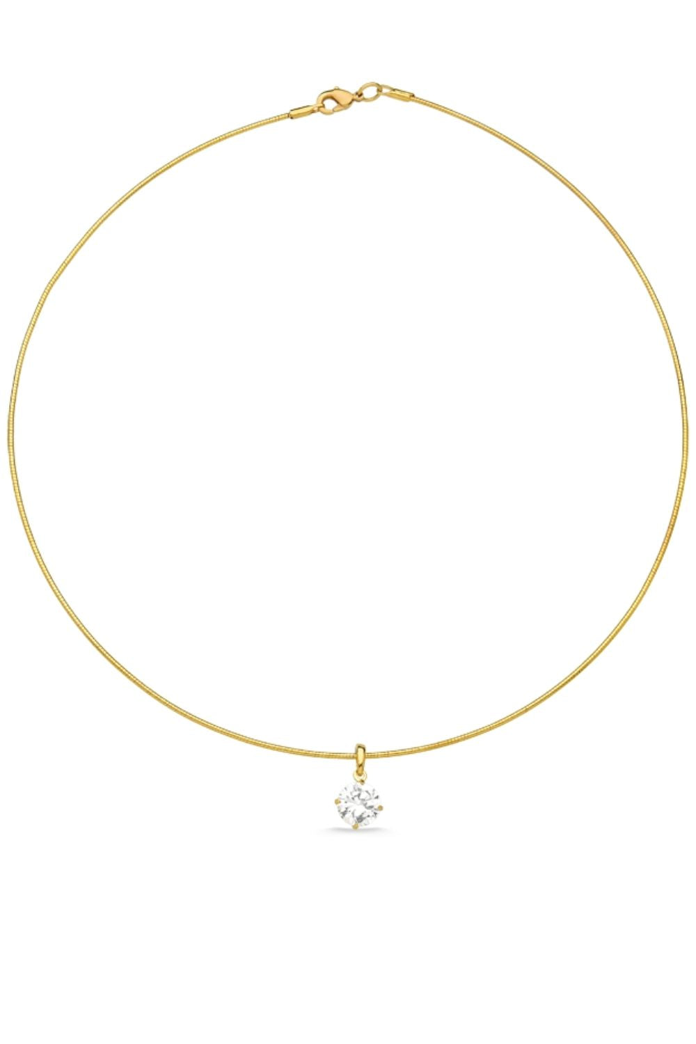COLAR CHOKER RABO DE RATO COM PINGENTE DE ZIRCÔNIA FOLHEADO A OURO 18K
