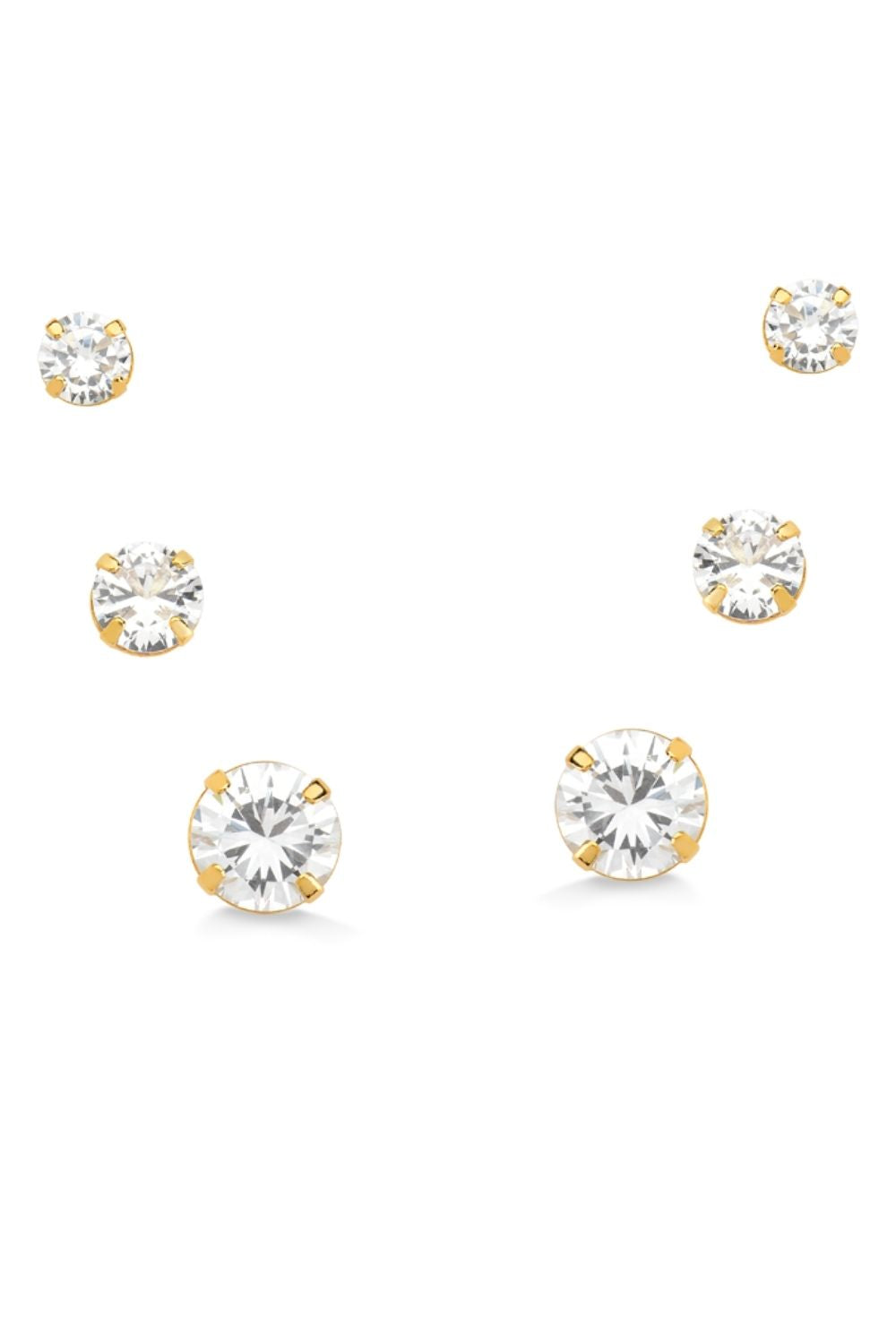 BRINCO MINI TRIO DE ZIRCÔNIA FOLHEADO A OURO 18K
