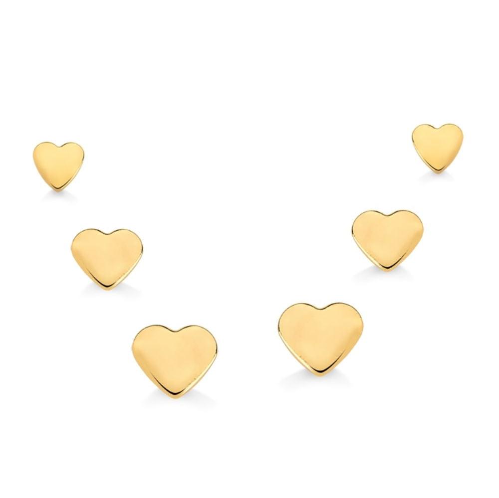 BRINCO MINI TRIO DE CORAÇÕES FOLHEADO A OURO 18K