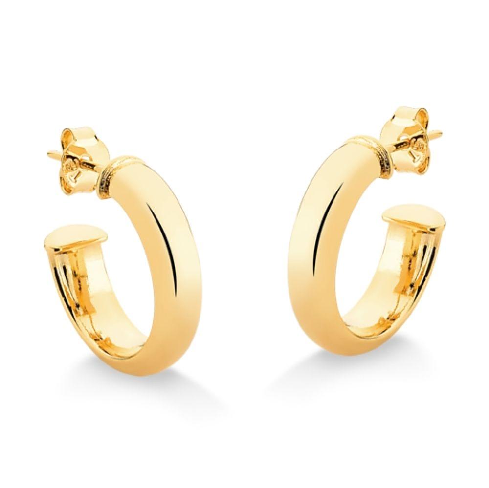 BRINCO DE ARGOLA MEIO TUBO MÉDIA FOLHEADO A OURO 18K