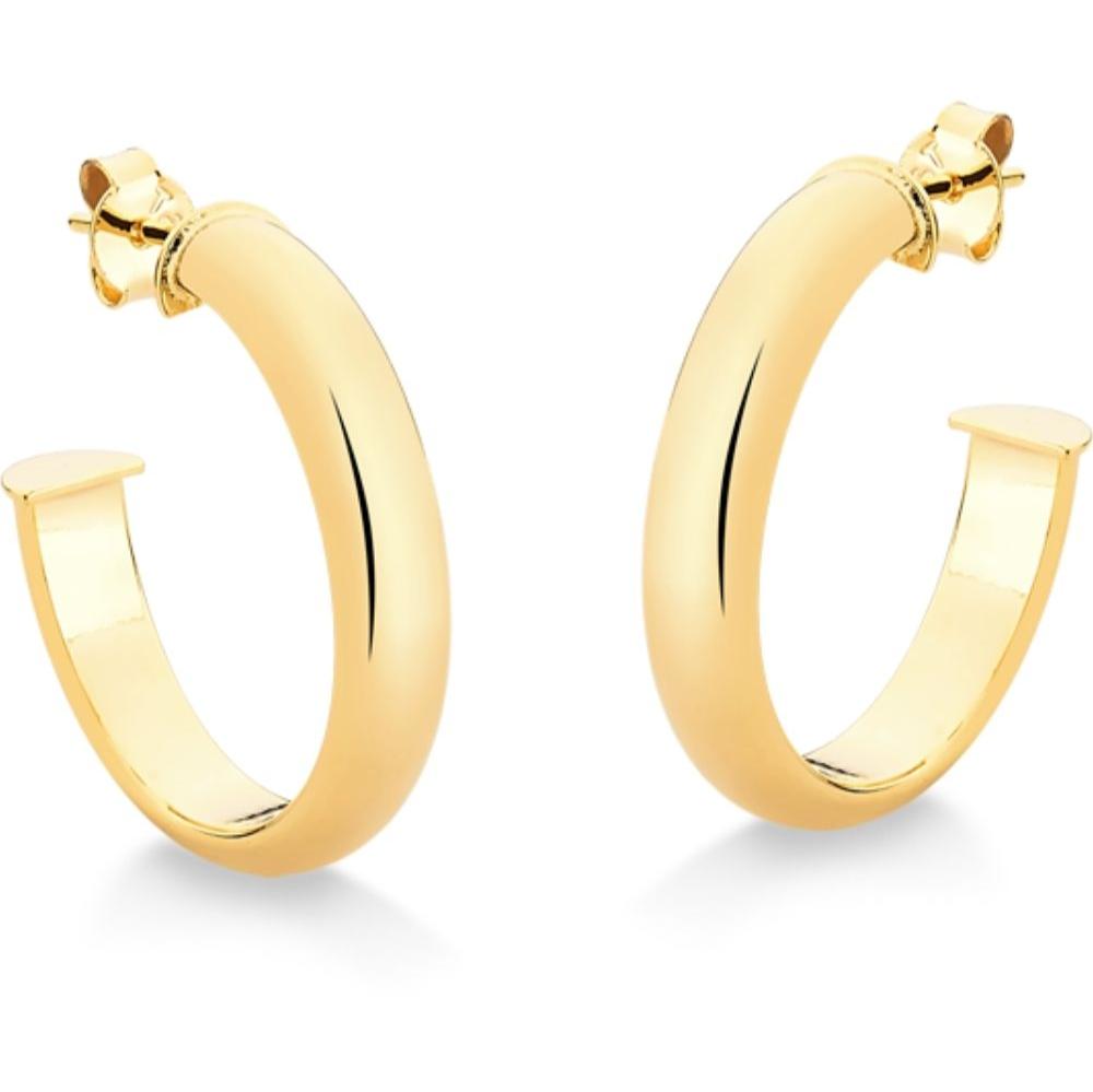 BRINCO DE ARGOLA MEIO TUBO GRANDE FOLHEADO A OURO 18K