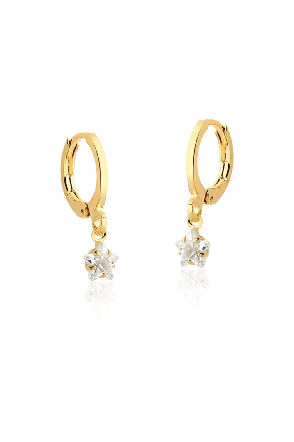 BRINCO DE ARGOLA FECHADA COM ESTRELA DE ZIRCÔNIA FOLHEADO A OURO 18K