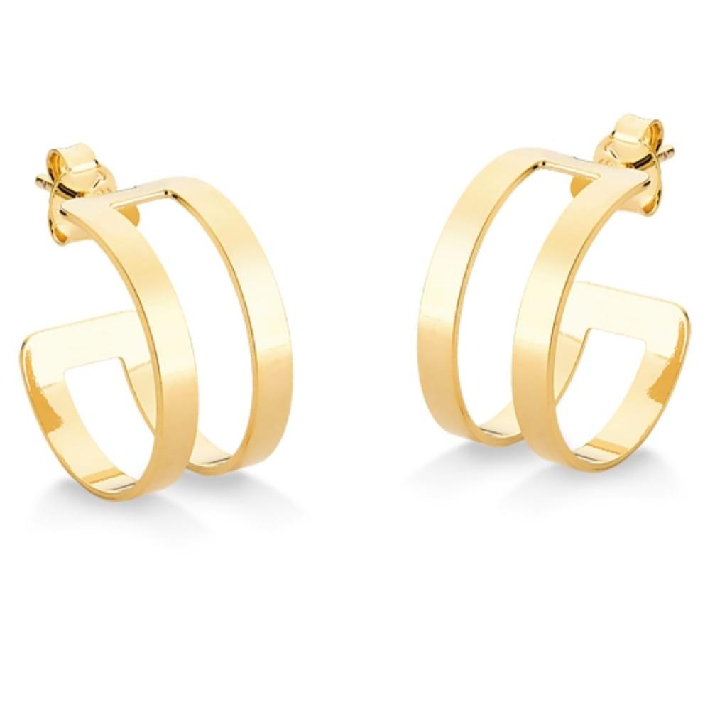 BRINCO DE ARGOLA VAZADA MÉDIA FOLHEADO A OURO 18K