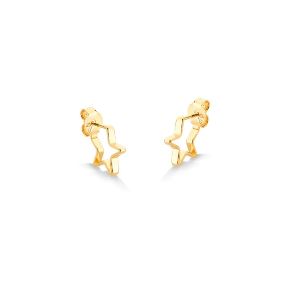 BRINCO DE ARGOLA DE ESTRELA PEQUENA FOLHEADO A OURO 18K