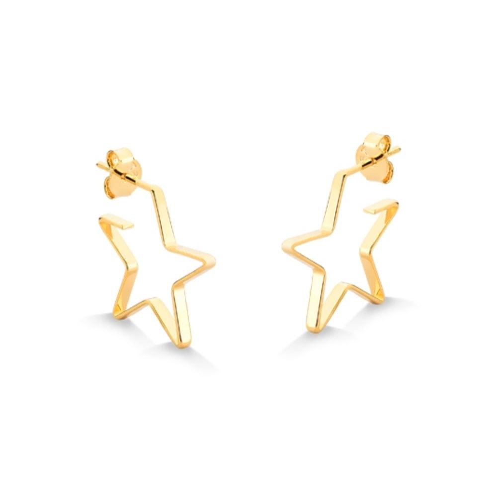 BRINCO DE ARGOLA DE ESTRELA MÉDIA FOLHEADO A OURO 18K