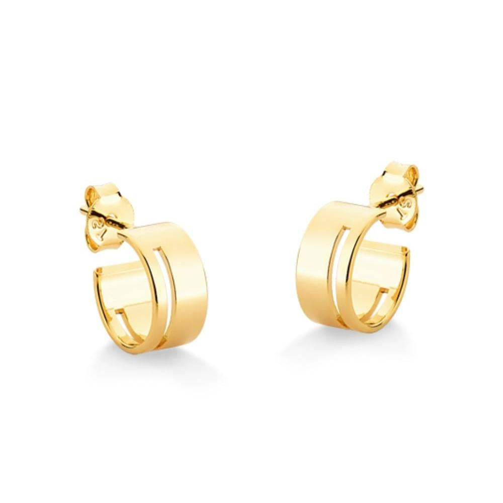 BRINCO DE ARGOLA COM DETALHE VAZADO PEQUENA FOLHEADO A OURO 18K