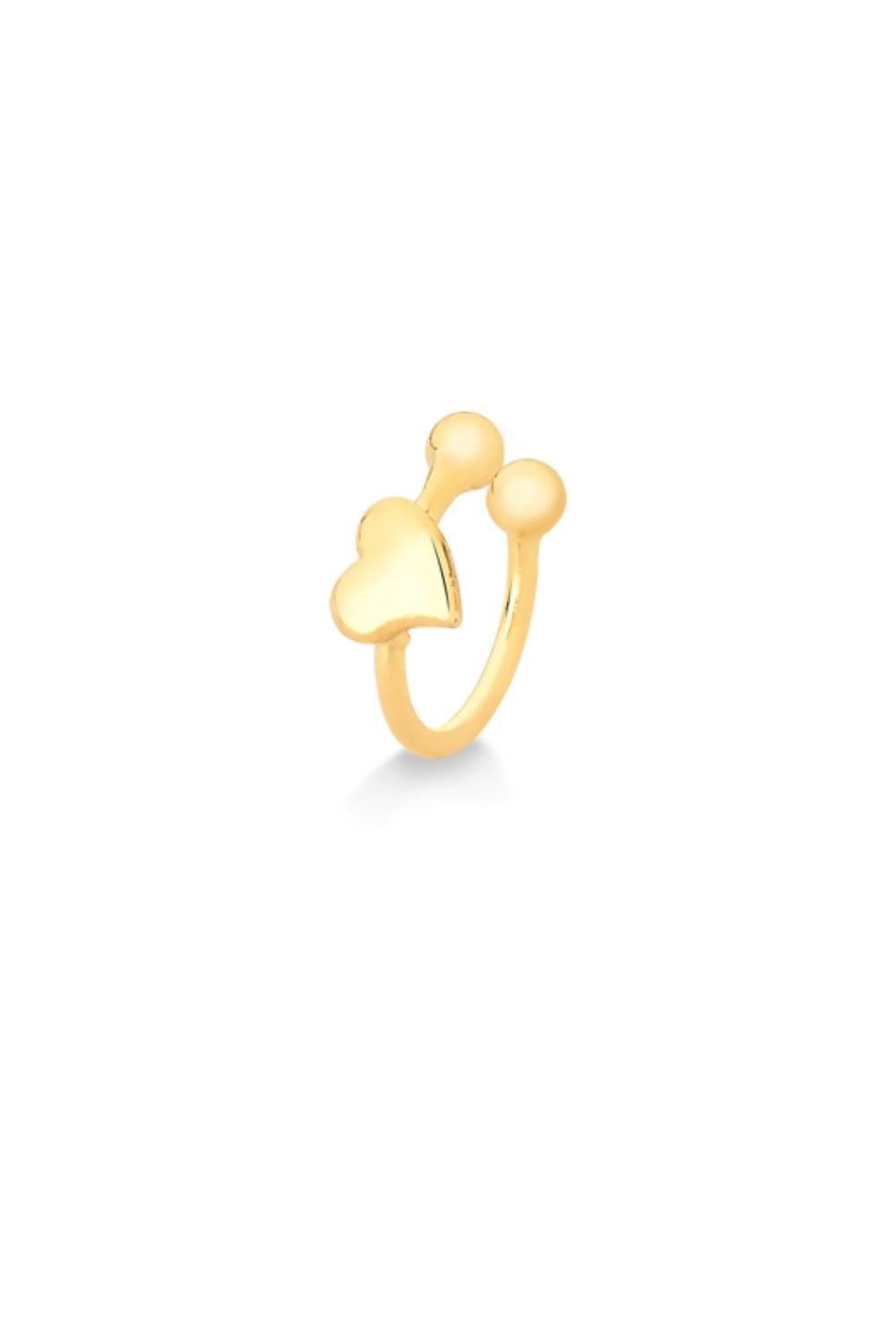 BRINCO PIERCING DE PRESSÃO COM CORAÇÃO FOLHEADO A OURO 18K