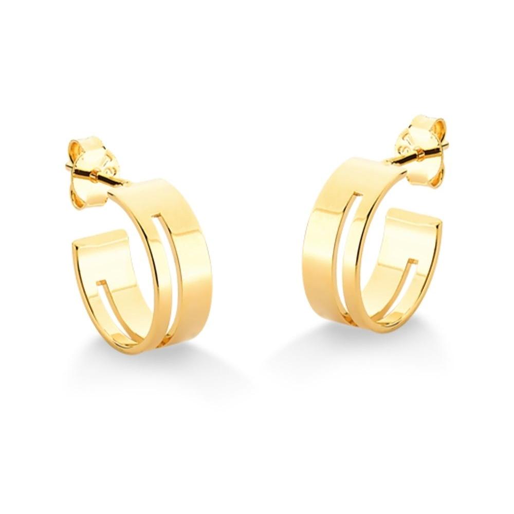 BRINCO DE ARGOLA COM DETALHE VAZADO MÉDIA FOLHEADO A OURO 18K
