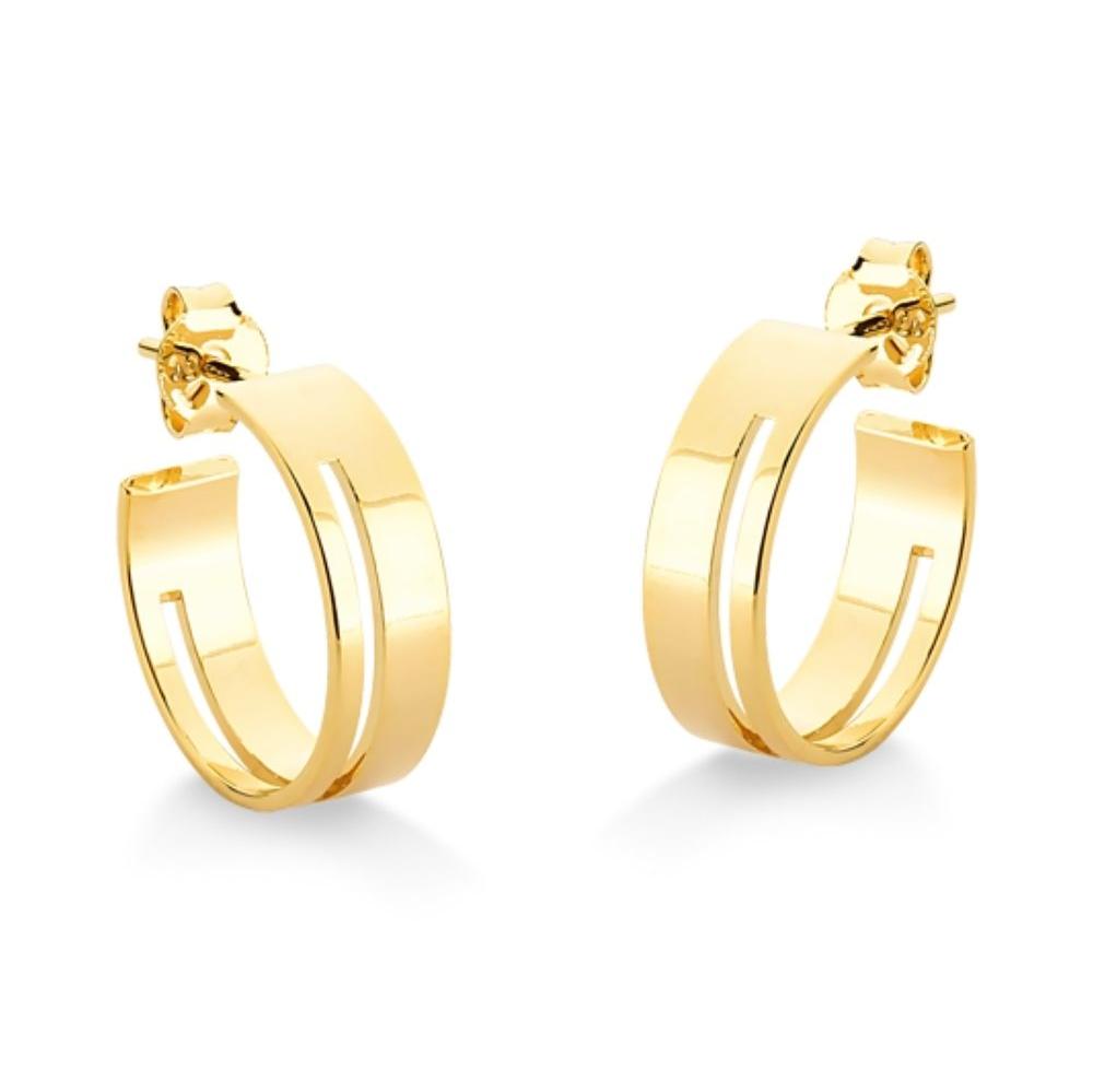BRINCO DE ARGOLA COM DETALHE VAZADO GRANDE FOLHEADO A OURO 18K