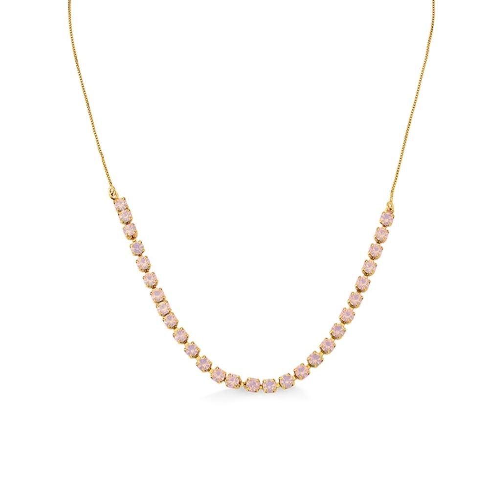 COLAR RIVIERA ROSA AJUSTÁVEL FOLHEADO A OURO 18K