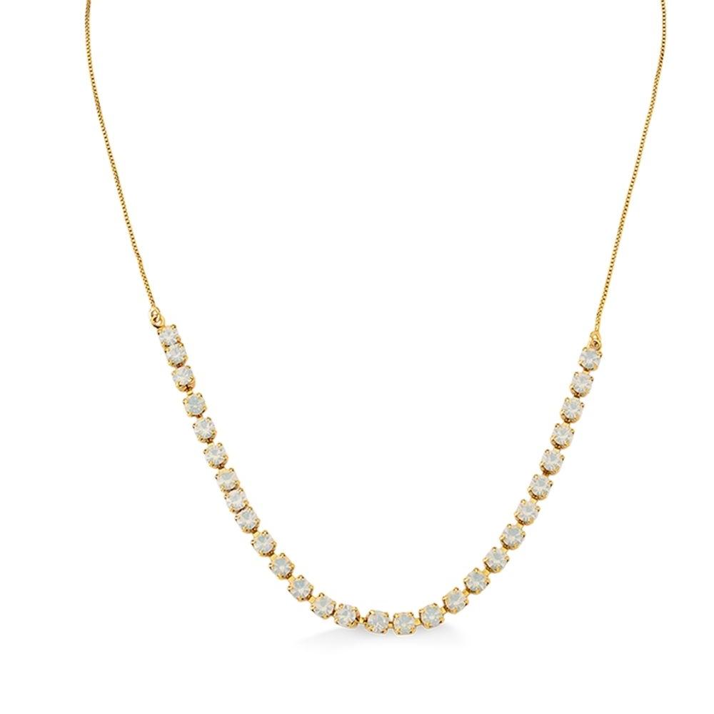 COLAR RIVIERA BRANCO AJUSTÁVEL FOLHEADO A OURO 18K