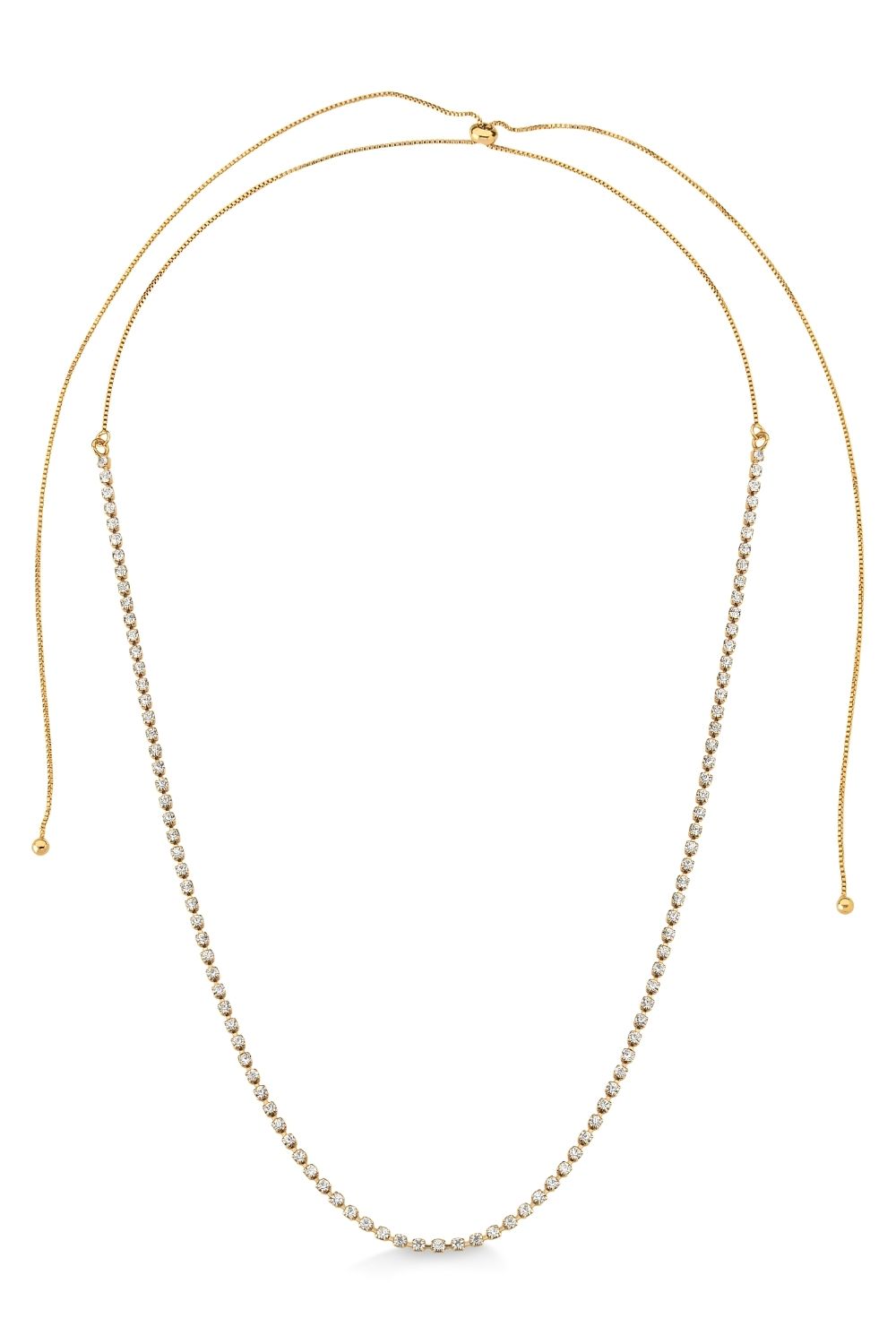COLAR RIVIERA CRISTAL AJUSTÁVEL FOLHEADO A OURO 18K