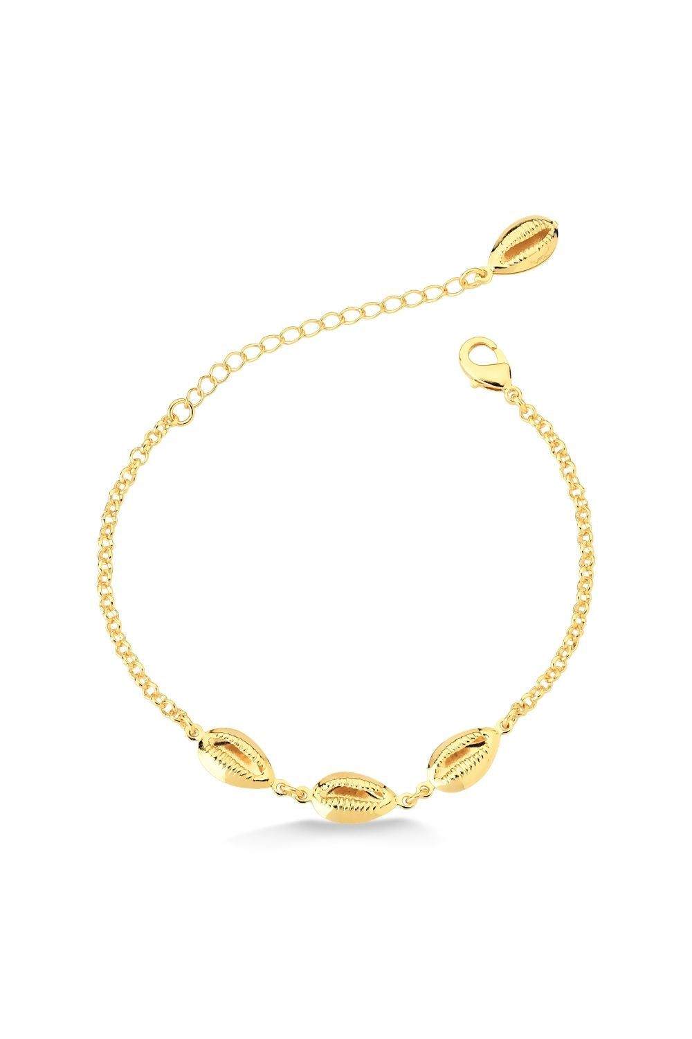 PULSEIRA TRÊS BÚZIOS FOLHEADA A OURO 18K