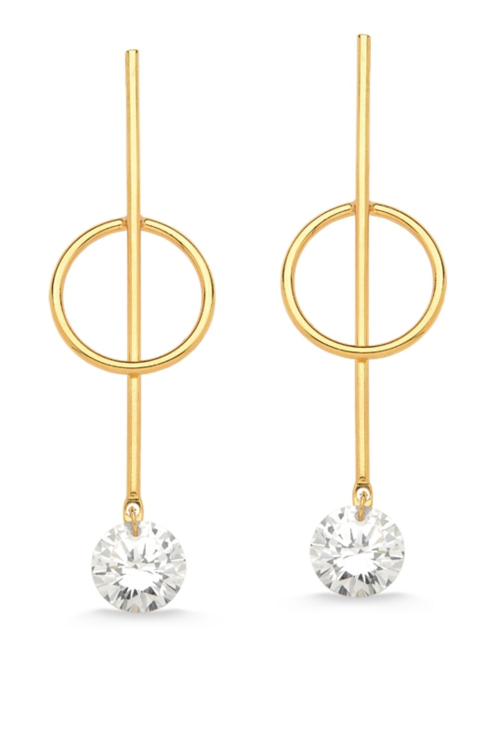 BRINCO PALITO COM CÍRCULO E ZIRCÔNIA FOLHEADO A OURO 18K