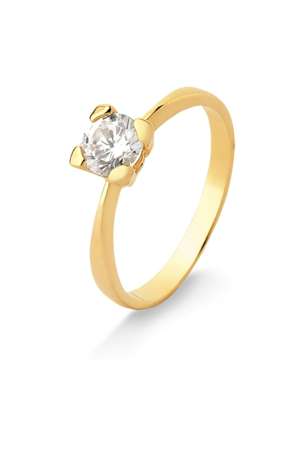 ANEL SOLITÁRIO DE ZIRCÔNIA FOLHEADO A OURO 18K