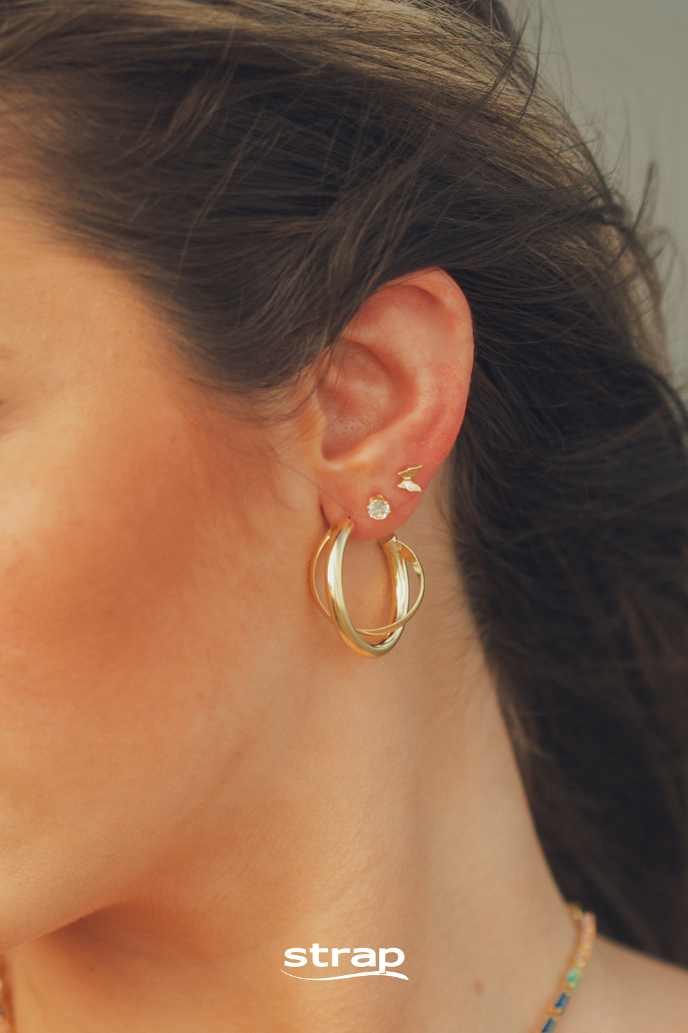 BRINCO DE ARGOLA DUPLO FOLHEADO A OURO 18K