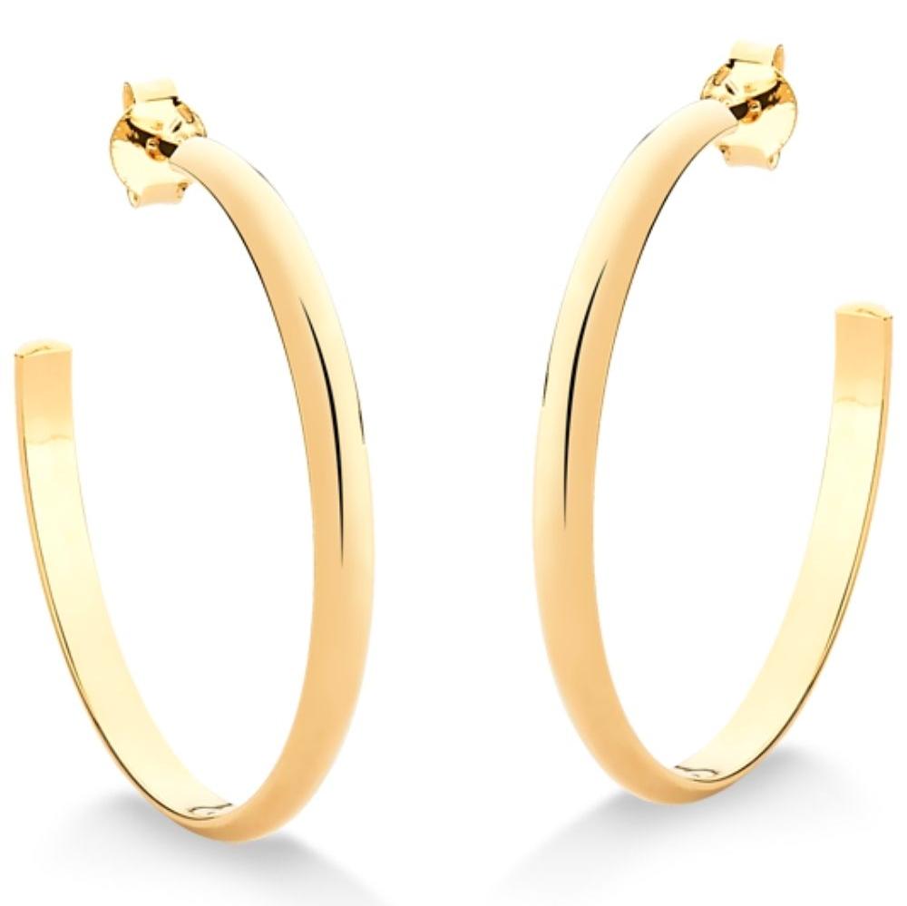 BRINCO DE ARGOLA LISA GRANDE FOLHEADO A OURO 18K