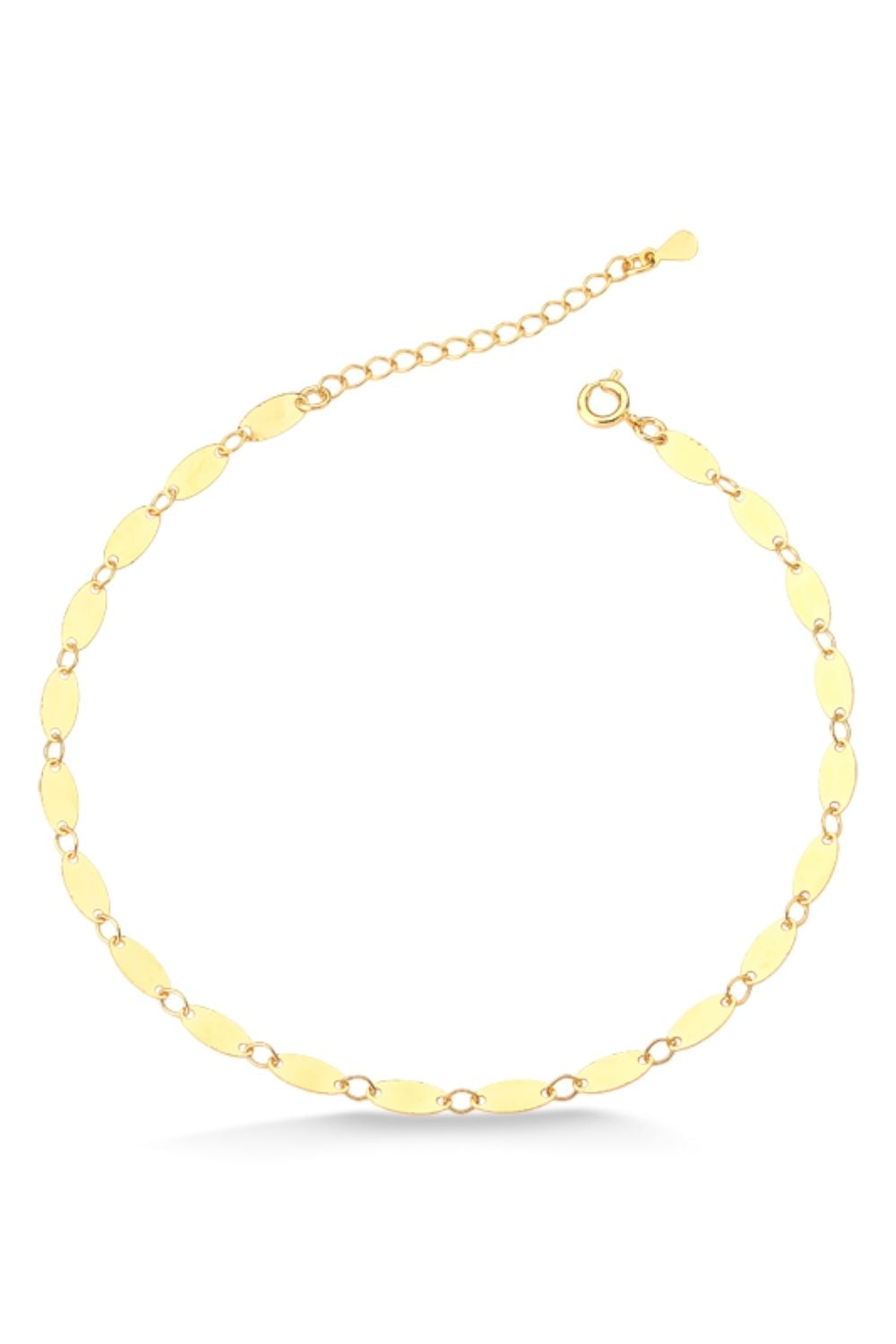 TORNOZELEIRA FOLHEADA A OURO 18K
